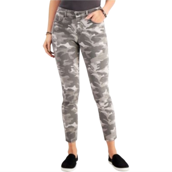Seven7 Camo Print Ankle Skinny Jeans Stretch Casual Pants Gray Green Size 22 new - Picture 1 of 7